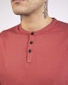 Shop Brick Red Full Sleeve Henley T-Shirt-Full