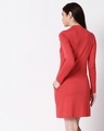 Shop Brick Red High Neck Pocket Dress-Full