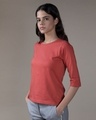Shop Brick Red Round Neck 3/4th Sleeve T-Shirt-Full