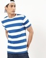 Shop Men's White and Blue Stripe T-shirt-Front