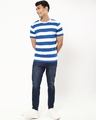 Shop Men's White and Blue Stripe T-shirt-Full