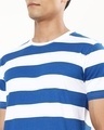 Shop Men's White and Blue Stripe T-shirt