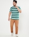 Shop Men's Bright White & Ultramarine Green Stripe Plus Size T-shirt-Full