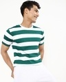 Shop Men's White and Green Stripe T-shirt-Front