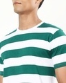 Shop Men's White and Green Stripe T-shirt