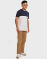 Shop Men's White & Blue Color Block T-shirt-Full