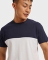 Shop Men's White & Blue Color Block T-shirt