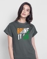 Shop Bring It On Tricolor Boyfriend T-Shirt-Front
