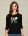 Shop Bring It On Tricolor Round Neck 3/4th Sleeve T-Shirt-Front