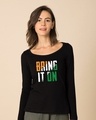 Shop Bring It On Tricolor Scoop Neck Full Sleeve T-Shirt-Front