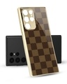 Shop Brown Block Metallic Gold Premium Glass Case for Samsung Galaxy S22 Ultra 5G-Front