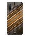 Shop Brown Diagonal Slash Pattern Printed Glass Back Case for Xiaomi Mi A3-Front