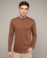 Shop Brown Full Sleeve Henley T-Shirt-Front