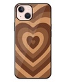 Shop Brown Heart Premium Glass Case for Apple Iphone 13 Mini (Shock Proof, Scratch Resistant)-Front
