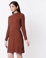 Shop Brown High Neck Pocket Dress-Design