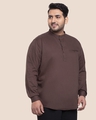 Shop Brown Plus Size Solid Mandarin Collar Shirt-DAVE-Design