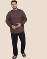 Shop Brown Plus Size Solid Mandarin Collar Shirt-DAVE
