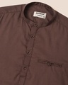 Shop Brown Plus Size Solid Mandarin Collar Shirt-DAVE