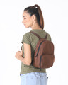 Shop Brown Rexine Compact Backpack-Front