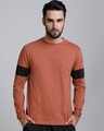 Shop Brown Solid Full Sleeves T-Shirt-Front