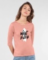 Shop Brush Stroke Whatever Round Neck 3/4 Sleeve T-Shirt Misty Pink-Front