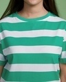 Shop Women's Green Bubble Gum Striped Relaxed Fit Short Top