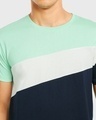 Shop Men's Green & Blue Color Block T-shirt