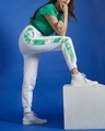 Shop Women's White & Green Tie & Dye Joggers-Front