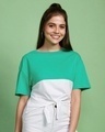 Shop Women's Green & White Color Block T-shirt-Design