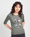 Shop Bugs Bunny moods Round Neck 3/4 Sleeve T-Shirt (LTL) Meteor Grey-Front