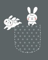 Shop Women's Grey Bunny Rabbit Pocket Printed Boyfriend T-shirt