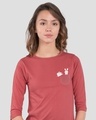Shop Bunny Rabbit Pocket Round Neck 3/4th Sleeve T-Shirt-Front