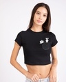 Shop Bunny Rabbit Pocket Round Neck Crop Top T-Shirt-Design