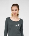 Shop Bunny Rabbit Pocket Scoop Neck Full Sleeve T-Shirt-Front