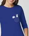 Shop Bunny Rabbit Pocket Womens Round Neck 3-4 Sleeve T-shirt-Front