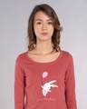Shop Bunny With Balloons Scoop Neck Full Sleeve T-Shirt-Front
