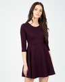 Shop Burgundy Flared Dress-Front