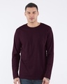 Shop Burgundy Full Sleeve T-Shirt-Front