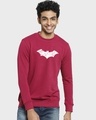 Shop Men's Burgundy Batman Logo Graphic Printed Sweatshirt-Front