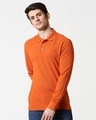 Shop Burnt Orange Full Sleeve Pique Polo-Front