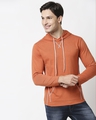 Shop Men's Burnt Orange Melange Hoodie T-shirt-Front
