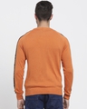 Shop Men's Burnt Orange Shoulder Panel Flat Knit Printed Sweater-Design