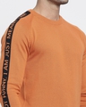 Shop Men's Burnt Orange Shoulder Panel Flat Knit Printed Sweater-Full