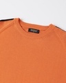 Shop Men's Burnt Orange Shoulder Panel Flat Knit Printed Sweater