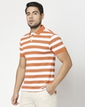 Shop Burnt Orange & White Half Sleeve Stripes Polo-Design