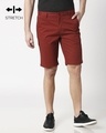 Shop Burnt Red Textured Men's Shorts-Front