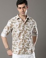 Shop Men's Brown Leaf Printed Slim Fit Shirt-Design