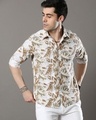 Shop Men's Brown Leaf Printed Slim Fit Shirt