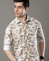 Shop Men's Brown Leaf Printed Slim Fit Shirt