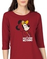 Shop Women's Red Busy Doing Nothing Graphic Printed 3/4th Sleeve Slim Fit T-shirt-Front
